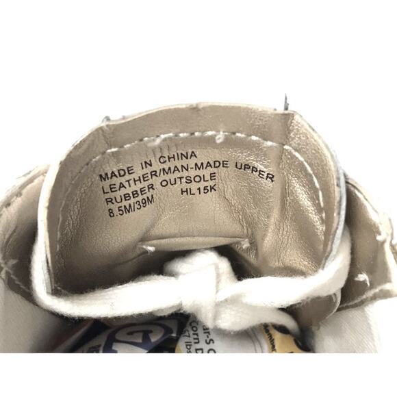 MICHAEL KORS SNEAKERS SHOES WHITE AND GOLD LEATHER AND FABRIC WOMENS SIZE 8.5 - Picture 14 of 14